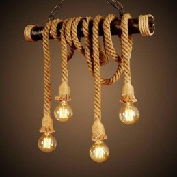 Vintage traditionele klassieke Scandinavische stijl henneptouw kroonluchter