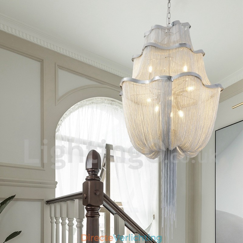Kwastjes kroonluchter design hanglamp zilver goud kleur