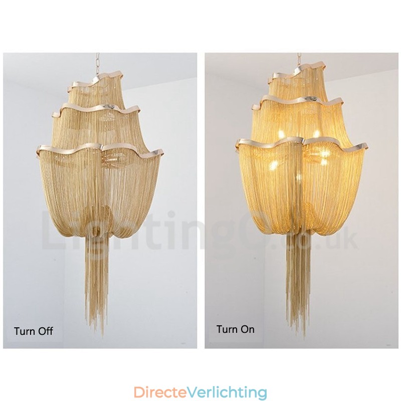 Kwastjes kroonluchter design hanglamp zilver goud kleur