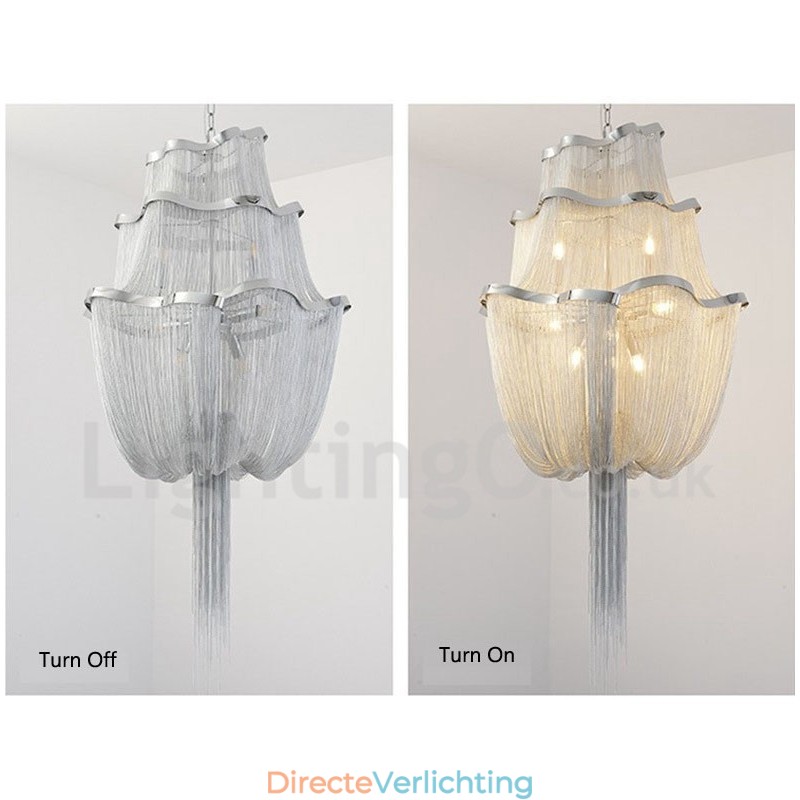 Kwastjes kroonluchter design hanglamp zilver goud kleur