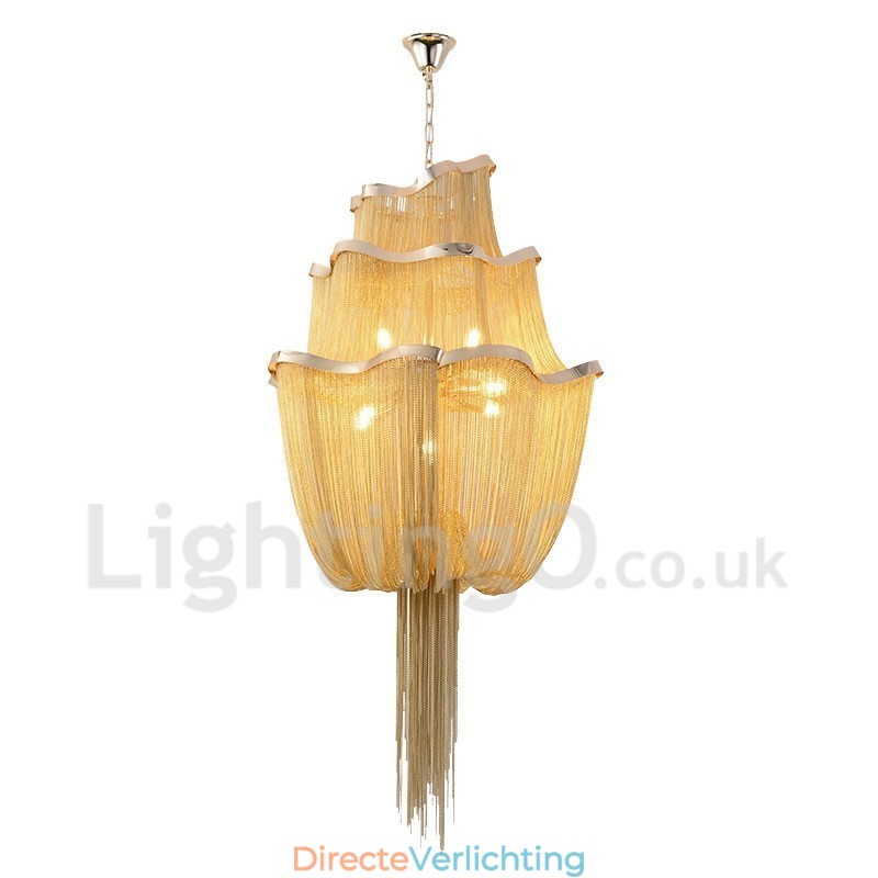 Kwastjes kroonluchter design hanglamp zilver goud kleur