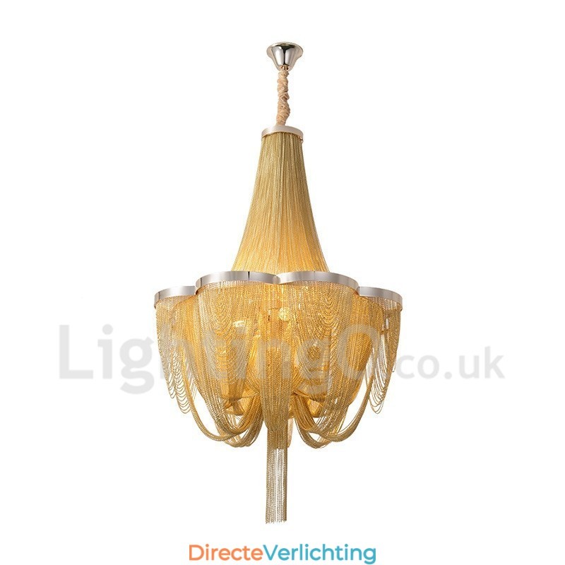 Kwastjes kroonluchter design hanglamp zilver goud kleur