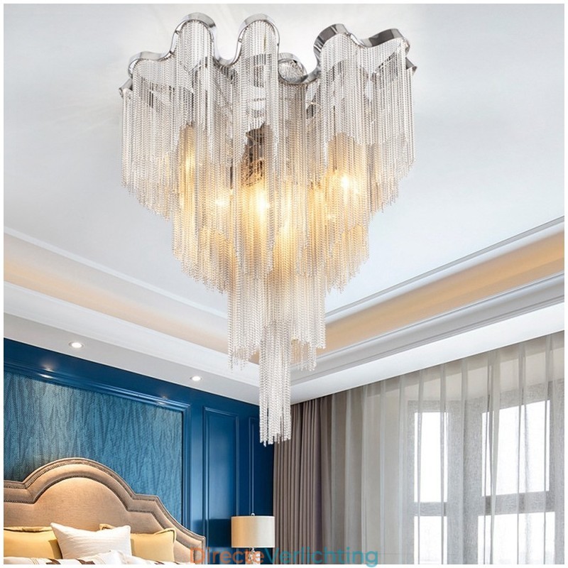 Kwastjes kroonluchter design plafondlamp zilver goud kleur