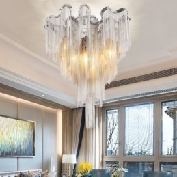 Kwastjes kroonluchter design plafondlamp zilver goud kleur