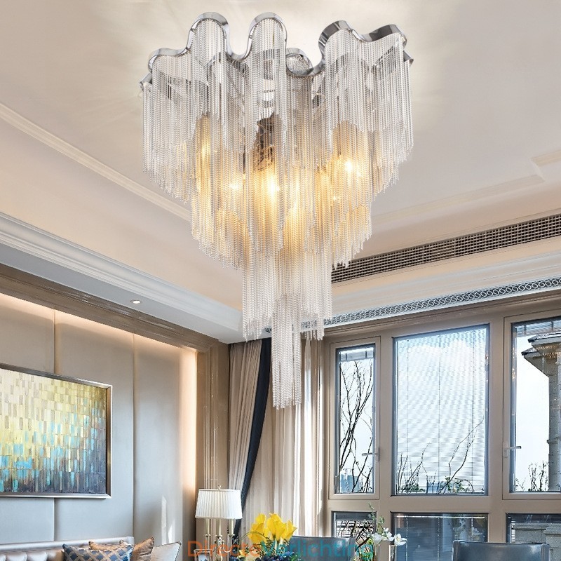 Kwastjes kroonluchter design plafondlamp zilver goud kleur