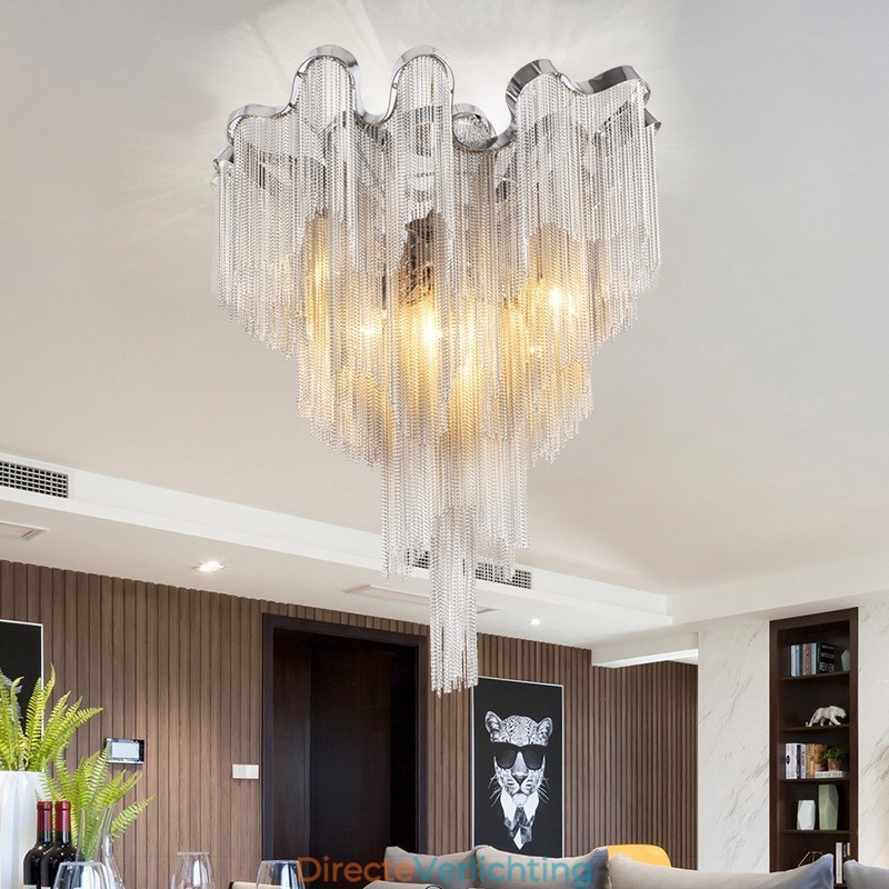 Kwastjes kroonluchter design plafondlamp zilver goud kleur