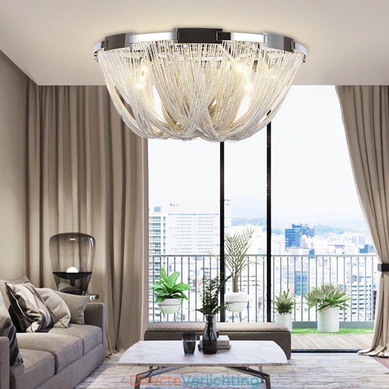 Kwastjes kroonluchter design plafondlamp zilver goud kleur