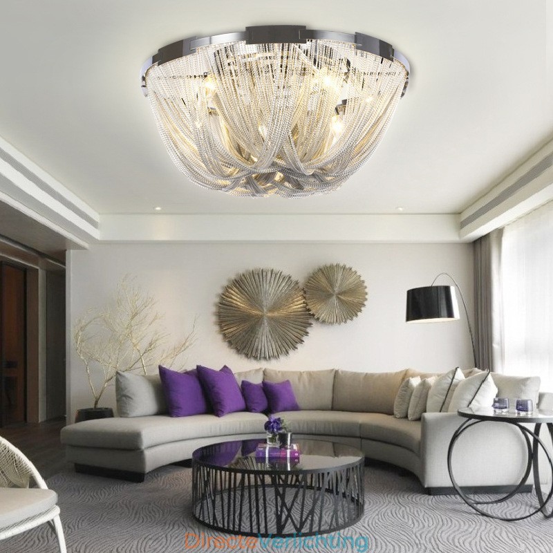 Kwastjes kroonluchter design plafondlamp zilver goud kleur
