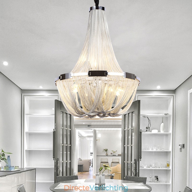 Kwastjes kroonluchter design hanglamp zilver goud kleur