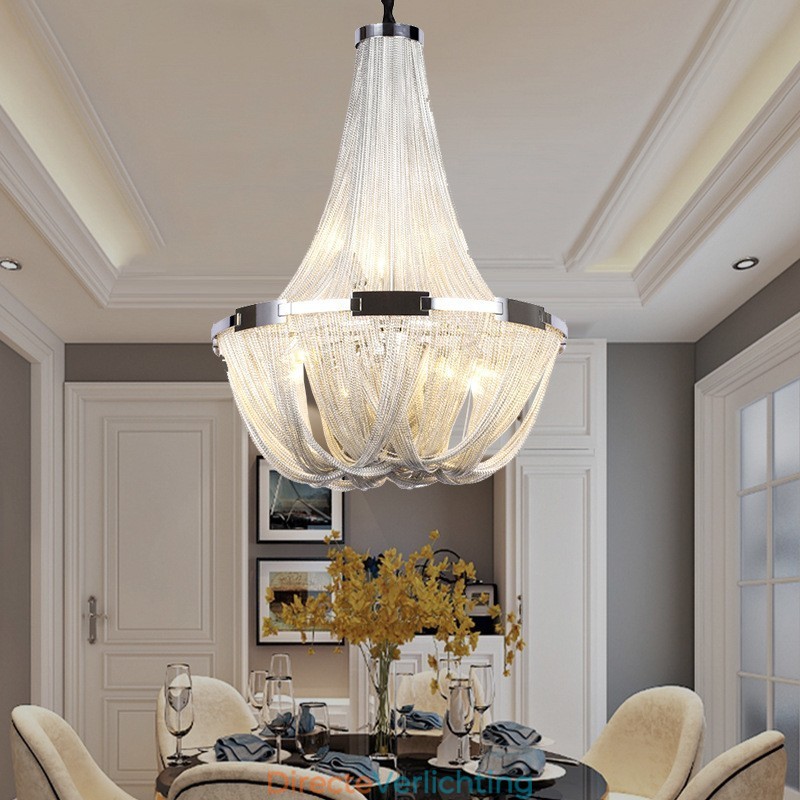 Kwastjes kroonluchter design hanglamp zilver goud kleur