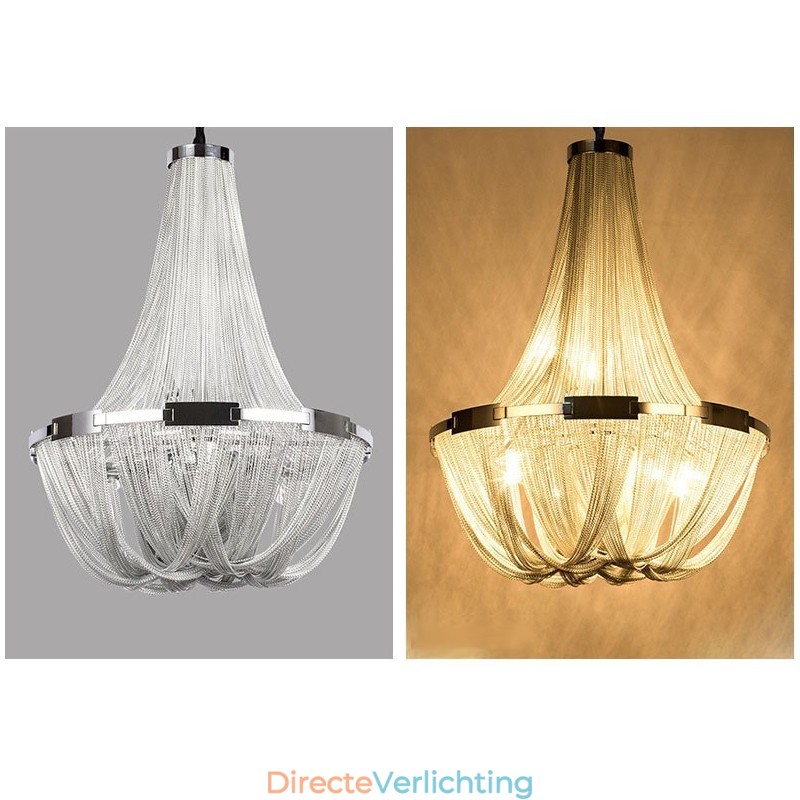 Kwastjes kroonluchter design hanglamp zilver goud kleur