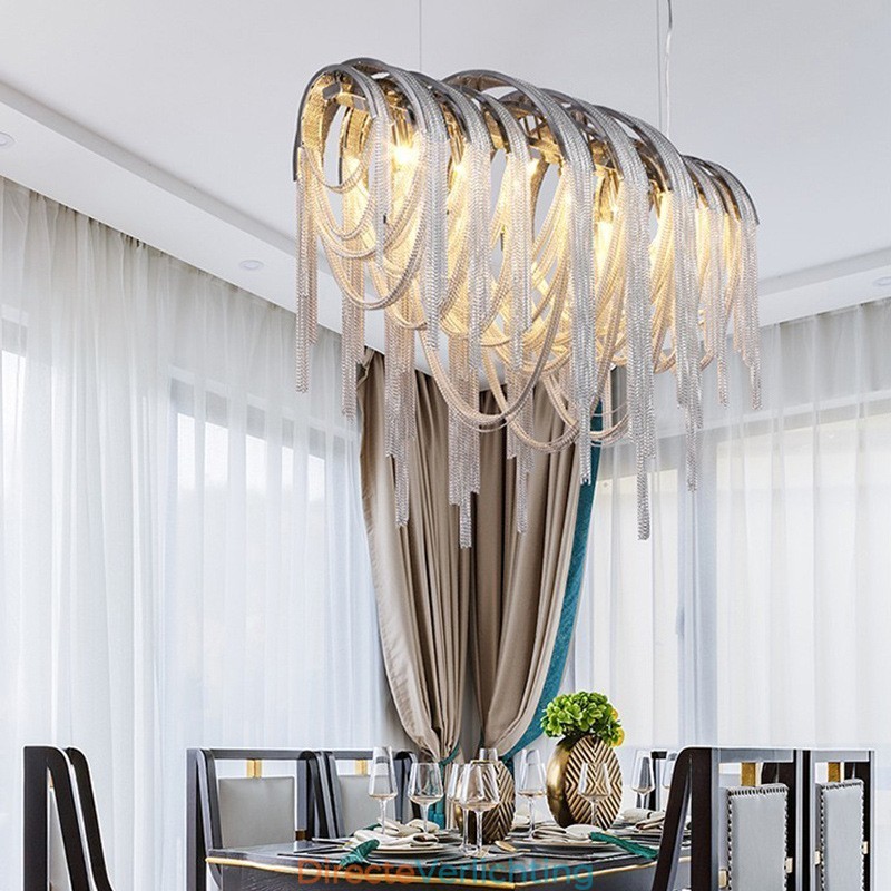 Kwastjes kroonluchter design hanglamp zilver goud kleur