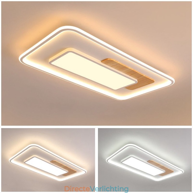 Dimbare moderne, eigentijdse, rechthoekige plafondlampen in Scandinavische stijl met afstandsbediening, kunnen ook als wandlamp worden gebruikt