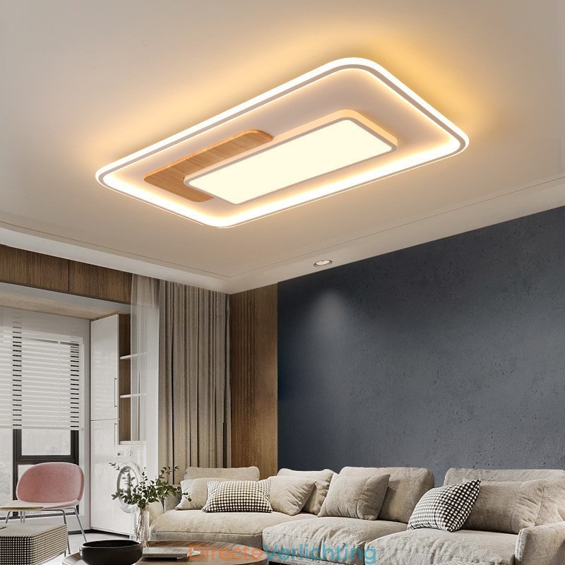 Dimbare moderne, eigentijdse, rechthoekige plafondlampen in Scandinavische stijl met afstandsbediening, kunnen ook als wandlamp worden gebruikt