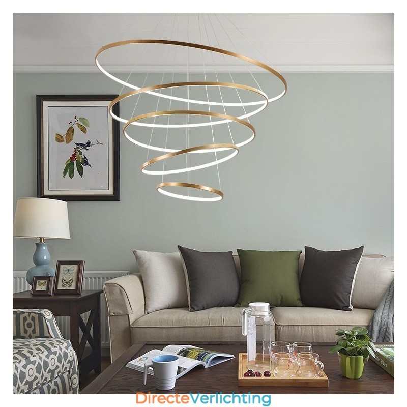 Grote 4 ringen 5 ringen zwart wit goud hanglamp modern design