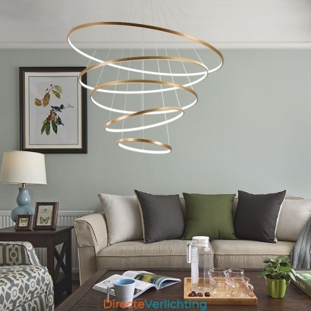 Grote 4 ringen 5 ringen zwart wit goud hanglamp modern design Grote 4 ringen 5 ringen zwart wit goud hanglamp modern design