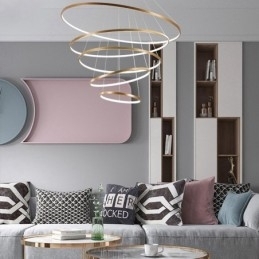 Grote 4 ringen 5 ringen zwart wit goud hanglamp modern design