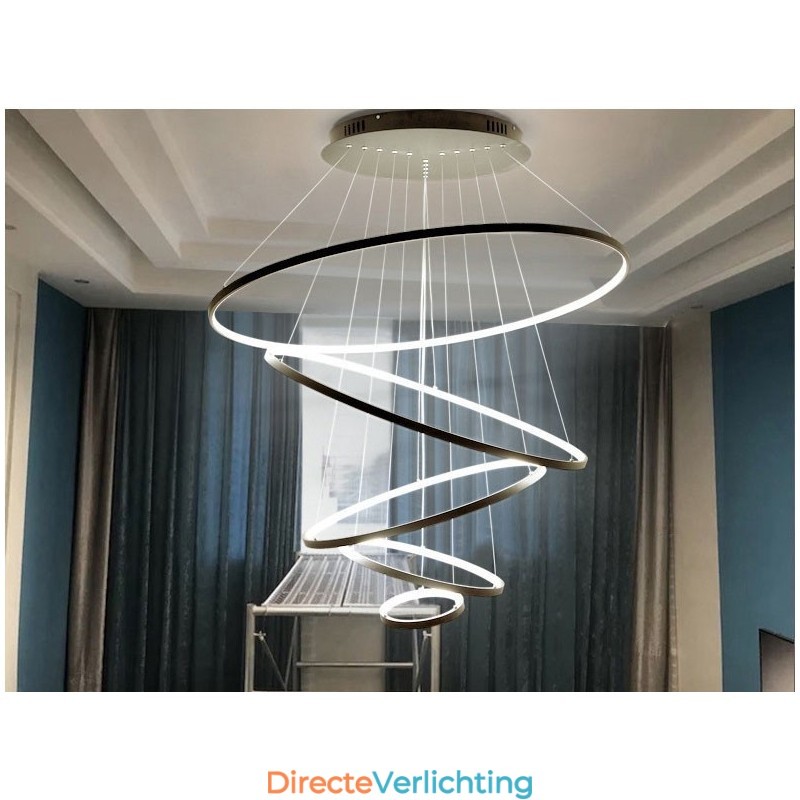 Grote 4 ringen 5 ringen zwart wit goud hanglamp modern design