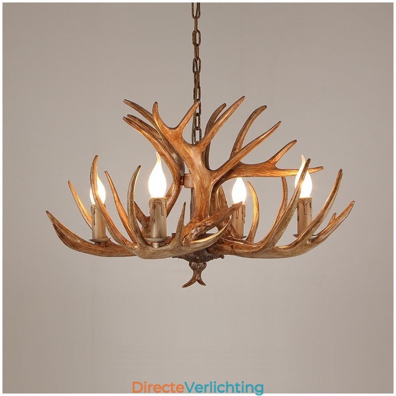 4-lichts rustieke artistieke retro gewei antieke kroonluchter