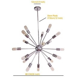 Kroonluchter Modern Globe Living Hanglamp Eetkamer Winkel Winkel Nacht Metaal Chroom