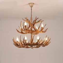 12 (8+4) Licht 2-laags rustieke artistieke retro gewei antieke kroonluchter