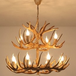 12 (8+4) Licht 2-laags rustieke artistieke retro gewei antieke kroonluchter