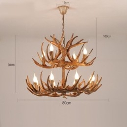 12 (8+4) Licht 2-laags rustieke artistieke retro gewei antieke kroonluchter