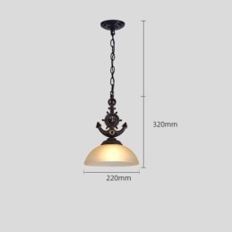 Eén licht zwarte rustieke artistieke retro antieke hanglamp met glazen kap