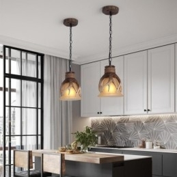 Eén licht rustieke artistieke retro gewei antieke hanglamp met glazen kap