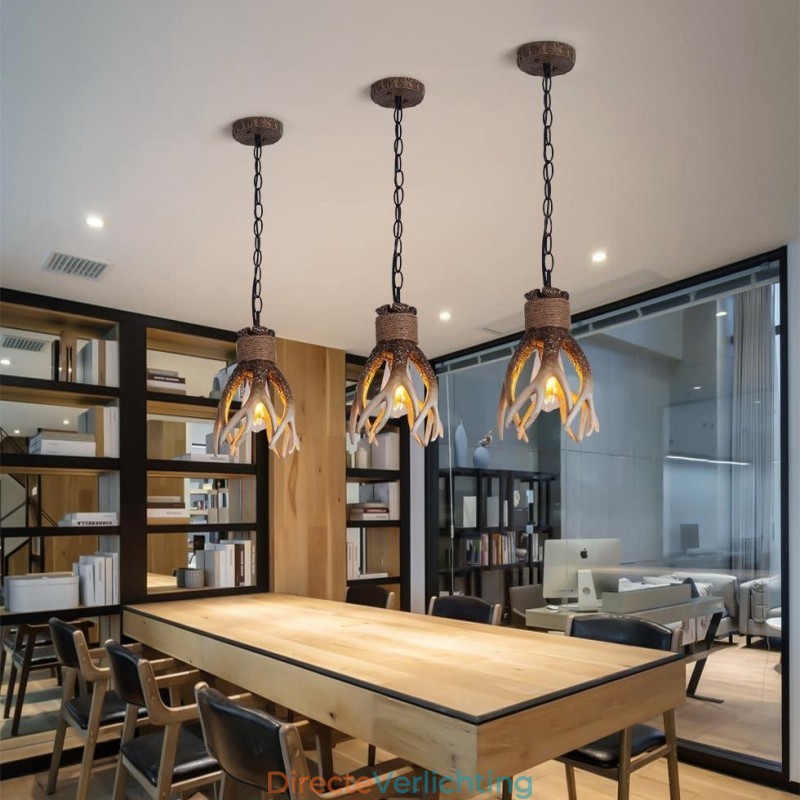 Eén licht rustieke artistieke retro gewei antieke hanglamp