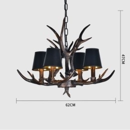 4-lichts zwarte rustieke artistieke retro gewei antieke kroonluchter met kappen