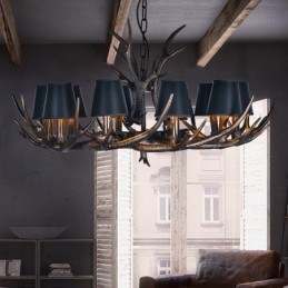 Retro Antler antieke kroonluchter met kappen