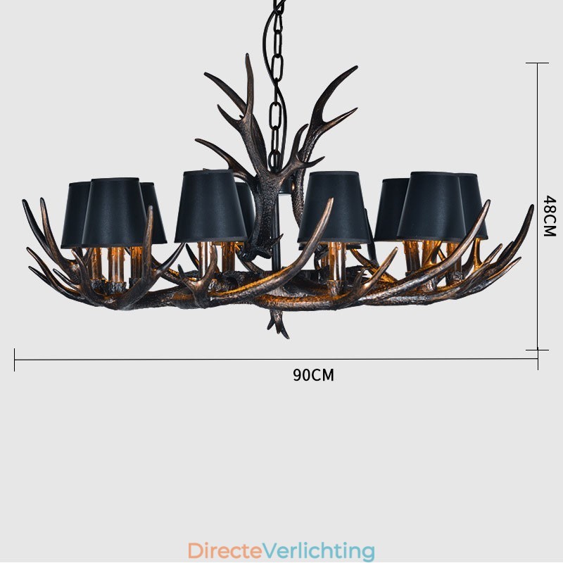 Retro Antler antieke kroonluchter met kappen