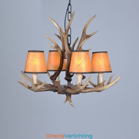 4-lichts rustieke artistieke retro gewei antieke kroonluchter met kappen 4-lichts rustieke artistieke retro gewei antieke kroonluchter met kappen