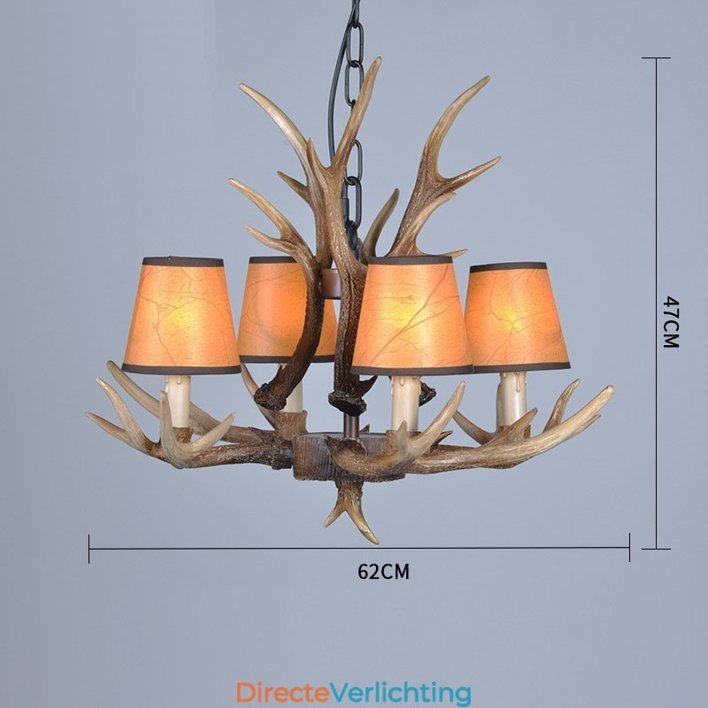 4-lichts rustieke artistieke retro gewei antieke kroonluchter met kappen