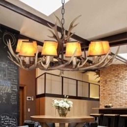 Retro Antler antieke kroonluchter met kappen