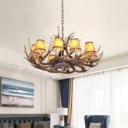 Retro Antler antieke kroonluchter met kappen