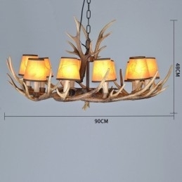 Retro Antler antieke kroonluchter met kappen