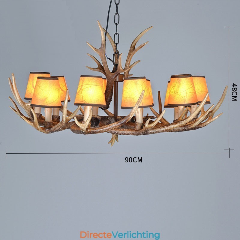 Retro Antler antieke kroonluchter met kappen
