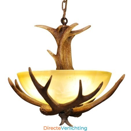 Eén licht rustieke artistieke retro gewei antieke hanglamp met glazen kap Eén licht rustieke artistieke retro gewei antieke hanglamp met glazen kap