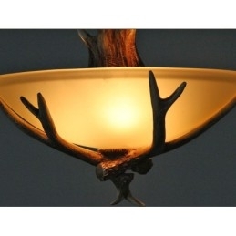 Eén licht rustieke artistieke retro gewei antieke hanglamp met glazen kap