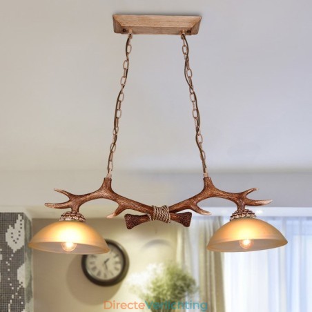 2 Lichtbruine rustieke artistieke retro gewei antieke hanglamp met glazen kap 2 Lichtbruine rustieke artistieke retro gewei antieke hanglamp met glazen kap