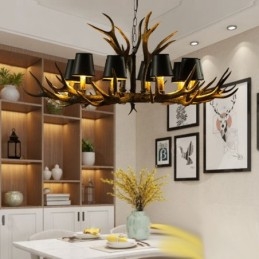 Retro Antler antieke kroonluchter met kappen