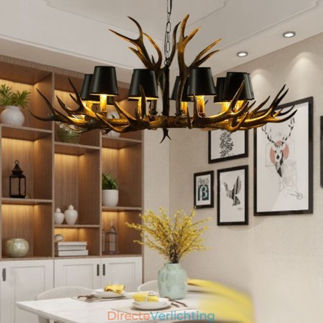 Retro Antler antieke kroonluchter met kappen Retro Antler antieke kroonluchter met kappen