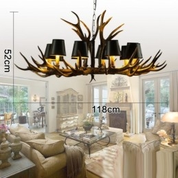 Retro Antler antieke kroonluchter met kappen