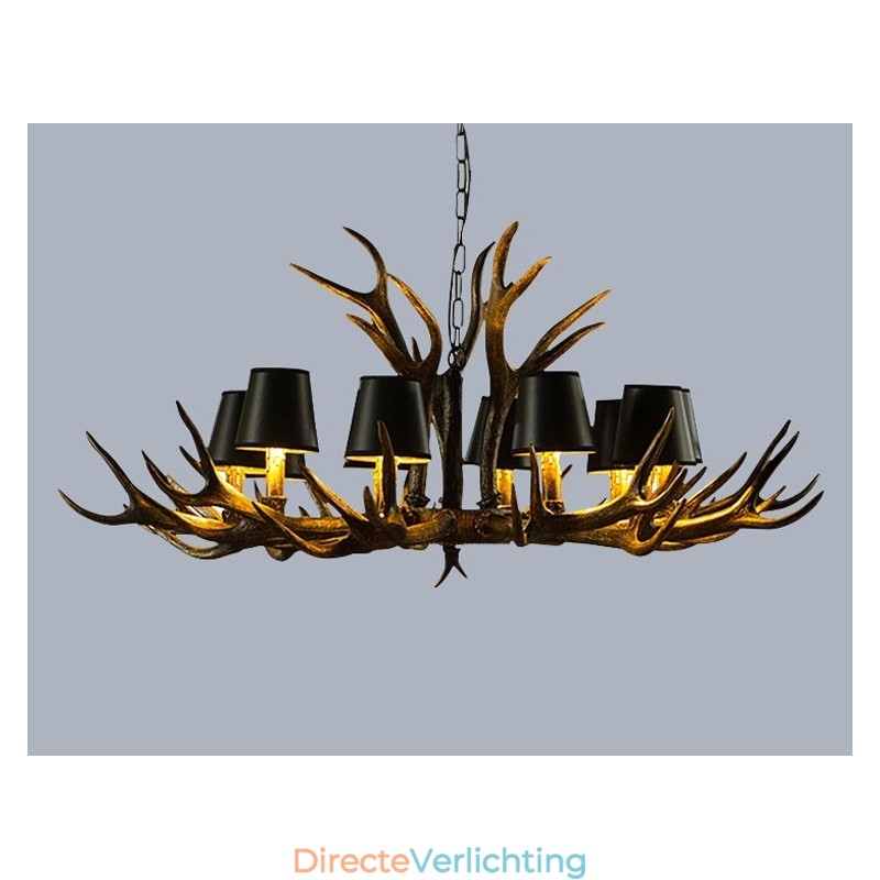 Retro Antler antieke kroonluchter met kappen