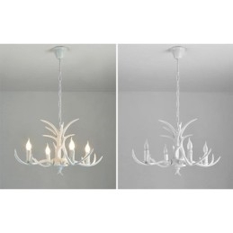 4-lichts witte rustieke artistieke retro gewei antieke kroonluchter