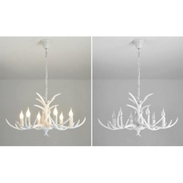 6-lichts witte rustieke artistieke retro gewei antieke kroonluchter