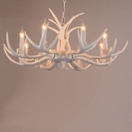 8-lichts witte rustieke artistieke retro gewei antieke kroonluchter