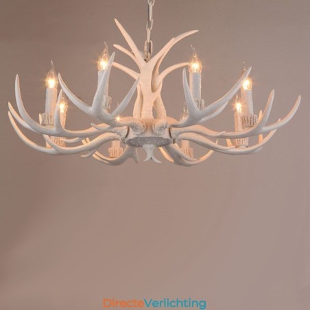 8-lichts witte rustieke artistieke retro gewei antieke kroonluchter 8-lichts witte rustieke artistieke retro gewei antieke kroonluchter